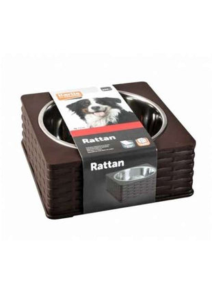 Karlie Flamingo Napf aus Kunststoff-Rattan mit Edelstahl-Einsatz - 850 ml