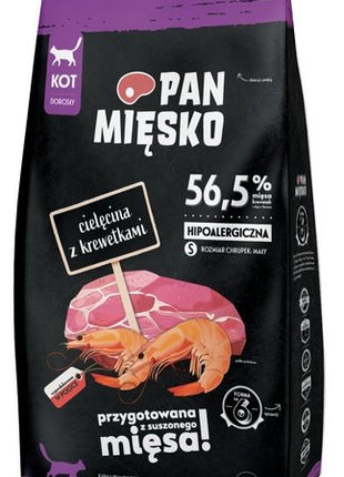Pan Mięsko Karma sucha dla kota - cielęcina i krewetki chrupki S 1,6kg