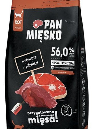 Pan Mięsko Karma sucha dla kota - wołowina i jeleń chrupki M 1,6kg