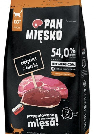 Pan Mięsko Karma sucha dla kota - cielęcina i kaczka chrupki M 1,6kg