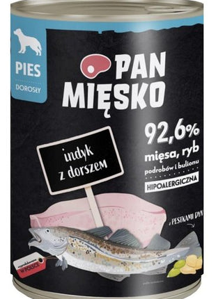 Pan Mięsko Karma mokra dla psa Indyk z dorszem puszka 400g