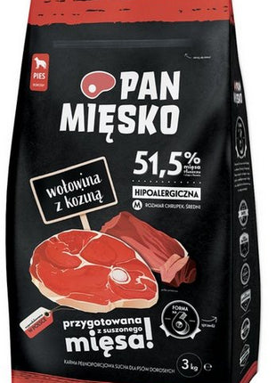 Pan Mięsko Karma sucha dla psa - wołowina i kozina chrupki M 3kg