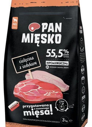 Pan Mięsko Karma sucha dla psa - cielęcina i indyk chrupki M 3kg