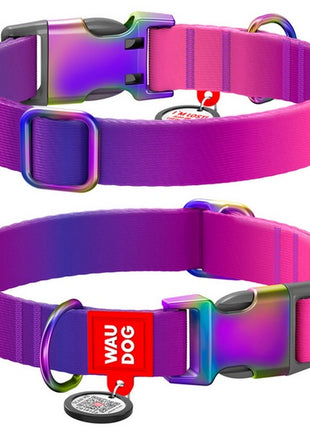 Collar WauDog Recycled Obroża nylonowa z QR-paszportem, gradient XL 25mm x 37-58cm fioletowy