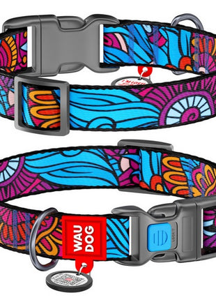 Collar WauDog Nylon Obroża nylonowa z QR-paszportem, plastikowy fastex, wzór LATO, 25mm/33-49cm