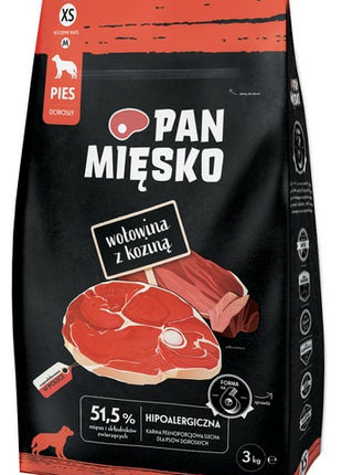 Pan Mięsko Karma sucha dla psa - wołowina i kozina chrupki XS 3kg