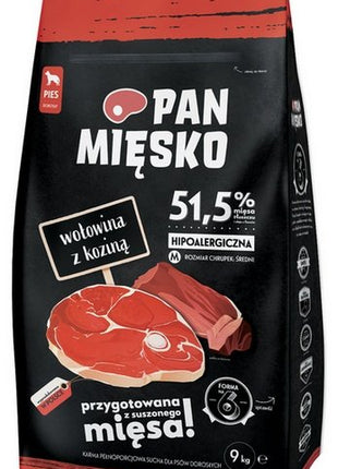 Pan Mięsko Karma sucha dla psa - wołowina i kozina chrupki M 9kg