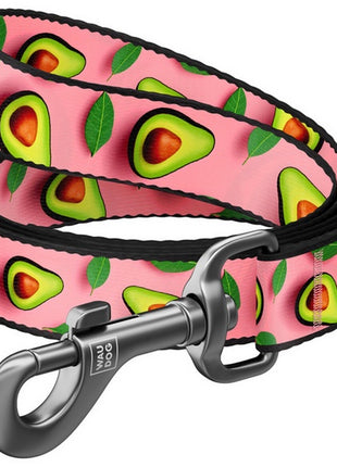 Collar WauDog Nylon Smycz nylonowa M 20mm/200cm, wzór AWOKADO NA RÓŻU