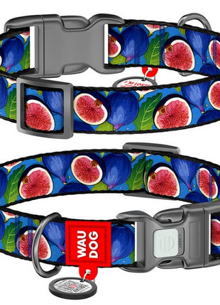 Collar WauDog Nylon Obroża nylonowa z QR-paszportem, plastikowy fastex, wzór FIGA, M 20mm/28-40cm