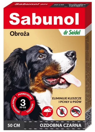 Sabunol GPI Obroża przeciw pchłom dla psa ozdobna czarna 50cm