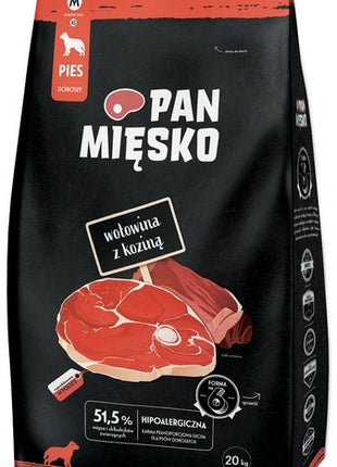 Pan Mięsko Karma sucha dla psa - wołowina i kozina chrupki M 20kg