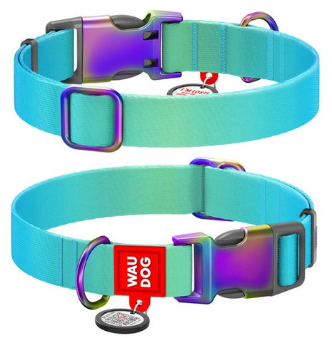 Collar WauDog Recycled Obroża nylonowa z QR-paszportem, gradient M 20mm x 28-40cm niebieski