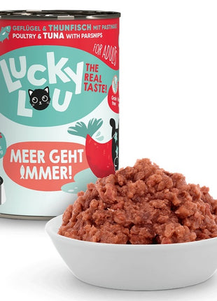 Lucky Lou Lifestage Adult Drób i tuńczyk puszka 400g