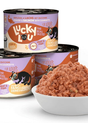 Lucky Lou Lifestage Adult Drób i łosoś puszka 200g