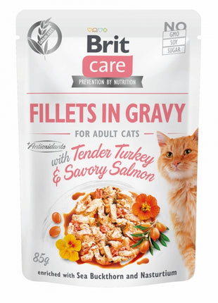 Brit Care Cat PB Fillets in Gravy - Truthahn & Lachs 85g