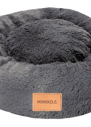 MIMIKO Pets Legowisko Shaggy okrągłe M 45cm grafitowe