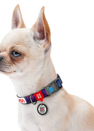 Collar WauDog Nylon Obroża nylonowa z QR-paszportem, plastikowy fastex, wzór NASA21, 15mm/25-35cm