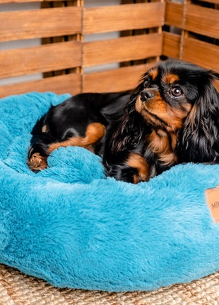 MIMIKO Pets Legowisko Shaggy okrągłe L 60cm turkusowe