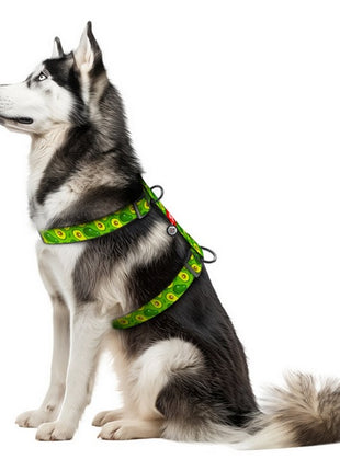 Collar WauDog Nylon Szelki nylonowe anatomiczne w kształcie litery H, z QR-paszportem, plastikowy fastex, wzór AWOKADO, rozmiar XL 35mm