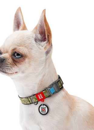 Collar WauDog Nylon Obroża nylonowa z QR-paszportem, plastikowy fastex, wzór MILITARY, M 20mm/28-40cm