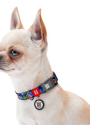 Collar WauDog Nylon Obroża nylonowa z QR-paszportem, plastikowy fastex, wzór FIGA, M 20mm/28-40cm