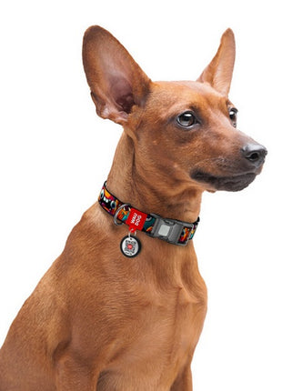 Collar WauDog Nylon Obroża nylonowa z QR-paszportem, plastikowy fastex, wzór ZĘBATE POTWORY, M 20mm/28-40cm