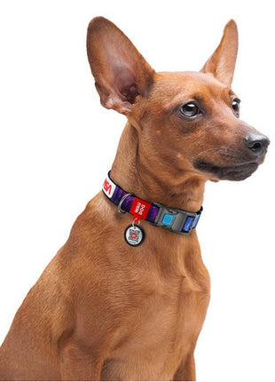 Collar WauDog Nylon Obroża nylonowa z QR-paszportem, plastikowy fastex, wzór NASA, 20mm/28-40cm