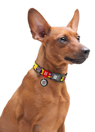 Collar WauDog Nylon Obroża nylonowa z QR-paszportem, plastikowy fastex, wzór FUTRZANE POTWORY, S 15mm/25-35cm