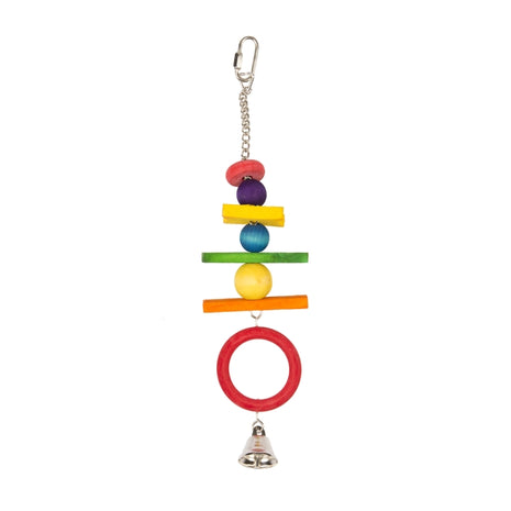 Duvoplus Vogelspielzeug Ring mit Holzwürfeln & Glöckchen