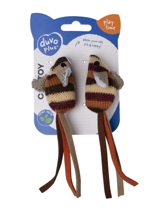 Duvoplus Cat Toy Knitted Mäuse braun