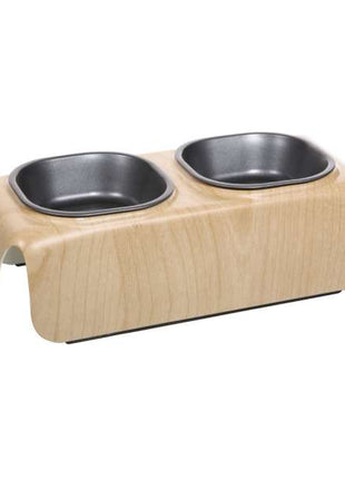 CATIT Design erhöhter Melamin-Doppelnapf in Holzdekor, 2x230 ml