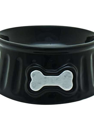 DOGIT Keramiknapf, 200 ml, schwarz mit Knochendesign