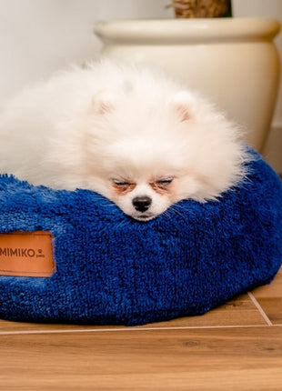 MIMIKO Pets Legowisko Shaggy okrągłe M 45cm chabrowe