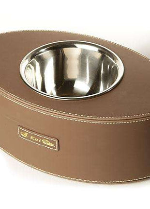 Designernapf Leder - Oval - Braun