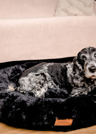 MIMIKO Pets Legowisko Shaggy okrągłe XL 75cm czarne