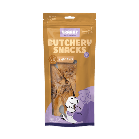Braaaf Butchery Snacks Konijnenoren 80 g