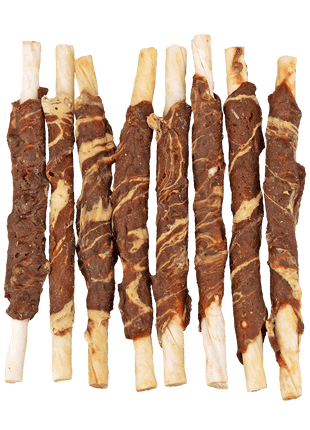 Braaaf Rawhide Roll Sticks Rund & Vis - 8 st.