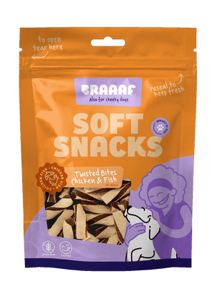 Braaaf Soft Snack Gedraaide Bites - Kip & Vis