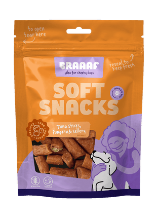Braaaf Soft Snack met tonijn pompoen en selderij