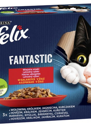 Felix Fantastic Wiejskie Smaki w galaretce kurczak/wołowina/królik/jagnięcina saszetki 12x85g
