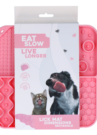 Eat Slow Live Longer Lick Mat Dimensions Rectangle Roze