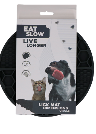Eat Slow Live Longer Lick Mat Dimensions Circle Grijs