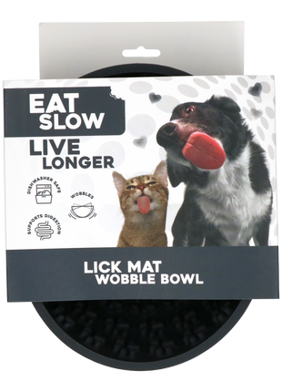 Eat Slow Live Longer Lick Mat Wobble Bowl Grijs