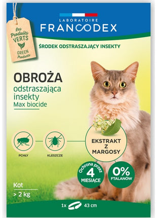 Francodex Obroża odstraszająca insekty dla kotów od 2kg 43cm [FR179170]