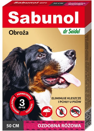 Sabunol GPI Obroża przeciw pchłom dla psa ozdobna różowa 50cm