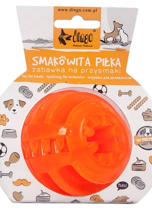 Dingo Zabawka dla psa - Smakowita piłka z rowkami 7,5cm pomarańczowa