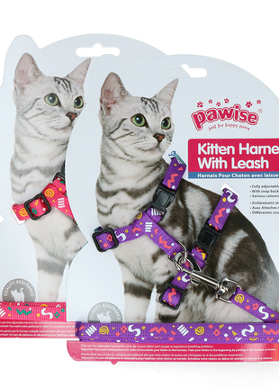Pawise Kitten Harness With Leash Pink/Purple