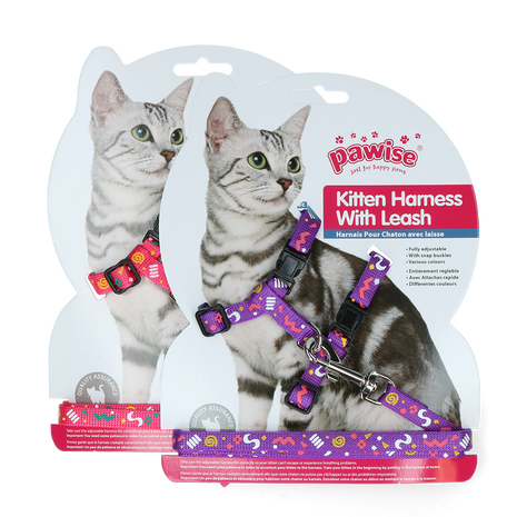 Pawise Kitten Harness With Leash Pink/Purple