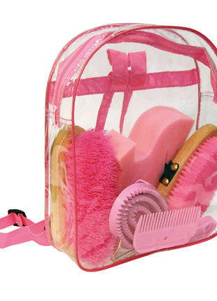 Poetsset van 7 items in Rugtas roze