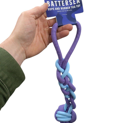 Battersea Rope / Rubber Tug Blue – Durable pull and chew toy
